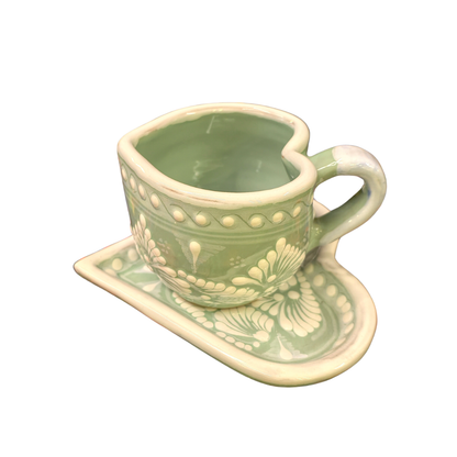 Juego Taza y plato Corazón Talavera