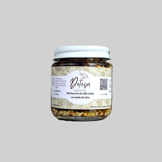 Chicharrón de chile árbol en aceite de oliva